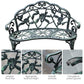 40" Outdoor Garden Bench, Cast Aluminum Antique Rose Style Patio Garden Park Loveseat Bench for Backyard, Porch, Balcony, Lawn, Green