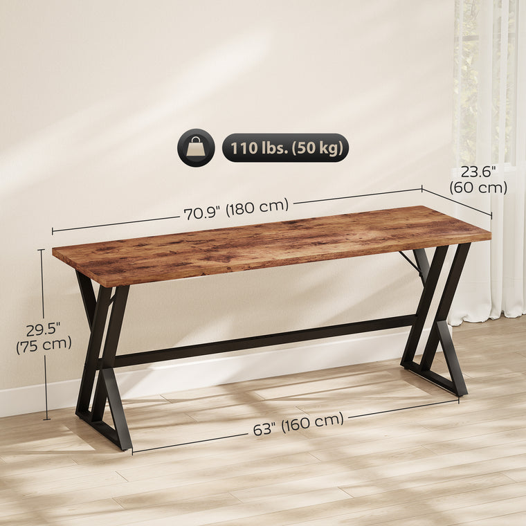 71" Industrial Computer Desk with X-Frame - Rustic Brown