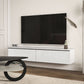 Wall Mounted TV Stand, Floating TV Cabinet for up to 70" TVs with Storage, High Gloss Effect, White