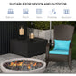 Patio Wicker Adirondack Chair, Outdoor Rattan Muskoka Chair with Cushions for Patio, Garden, Backyard Dark Blue