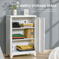 Metal Storage Cabinet, Industrial Sideboard Buffet Cabinet with 2 Louvered Doors, Adjustable Shelves, White