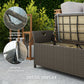 2-In-1 Outdoor PE Rattan Storage Bench, 29 Gallon Patio Wicker Furniture, Basket Box with Handles and Cushion Dark Grey