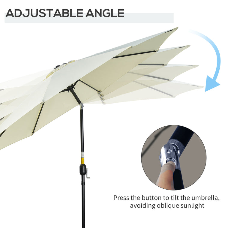 10' x 8' Beige Round Market Umbrella with Crank & Tilt