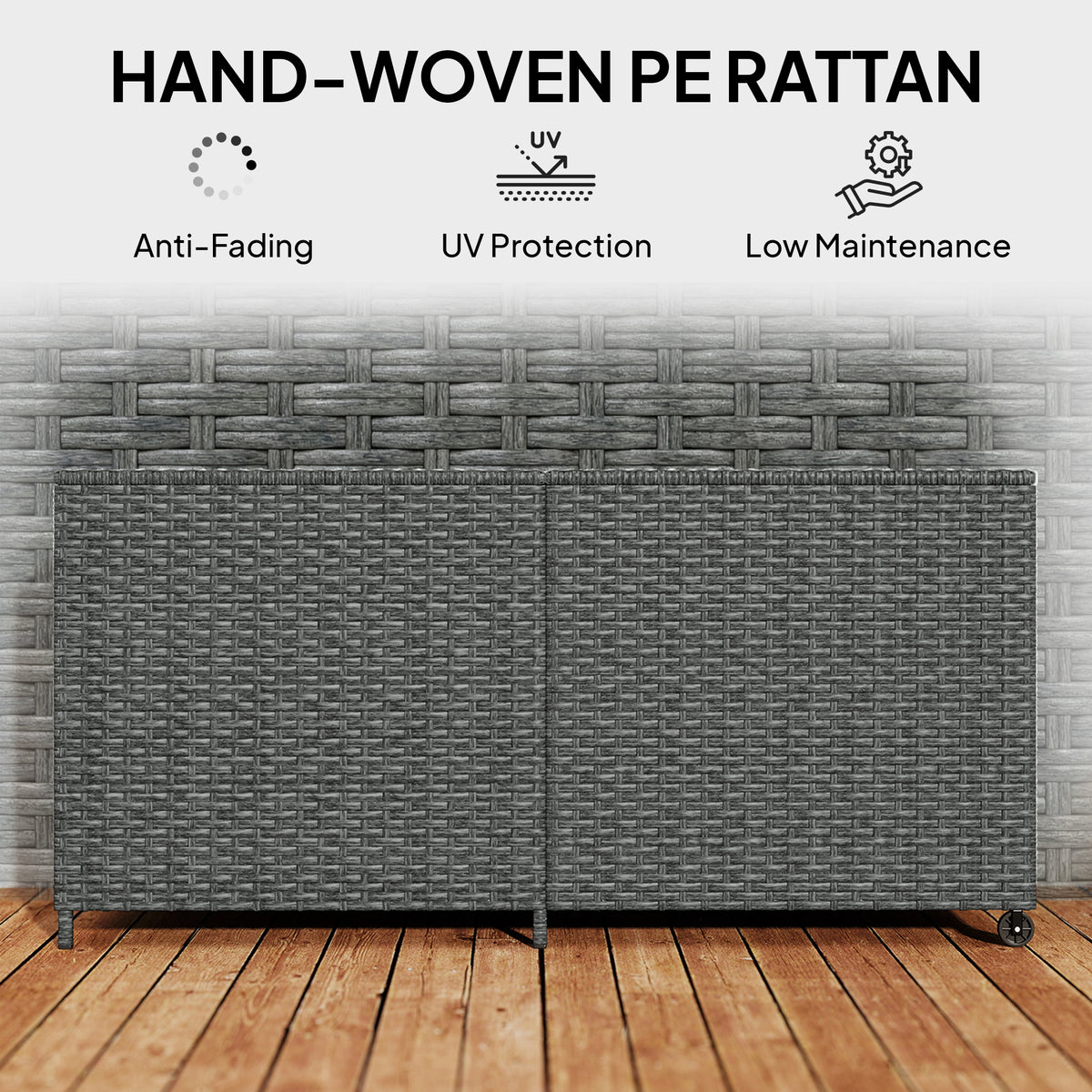 162-Gallon Rattan Deck Box with Wheels