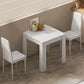 Dining Table Set for 2, Square Kitchen Table and Chairs, Dining Room Table and PU Leather Upholstered Chairs, White