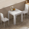 Dining Table Set for 2, Square Kitchen Table and Chairs, Dining Room Table and PU Leather Upholstered Chairs, White