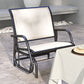 Patio Glider Outdoor Glider Chair with Breathable Mesh Seat & Backrest, Armrests and Metal Frame, Cream White