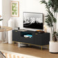 Modern TV Console for TVs up to 60 Inch, Entertainment Center with Smart RGB LED Lights and Soft Close Doors, Black