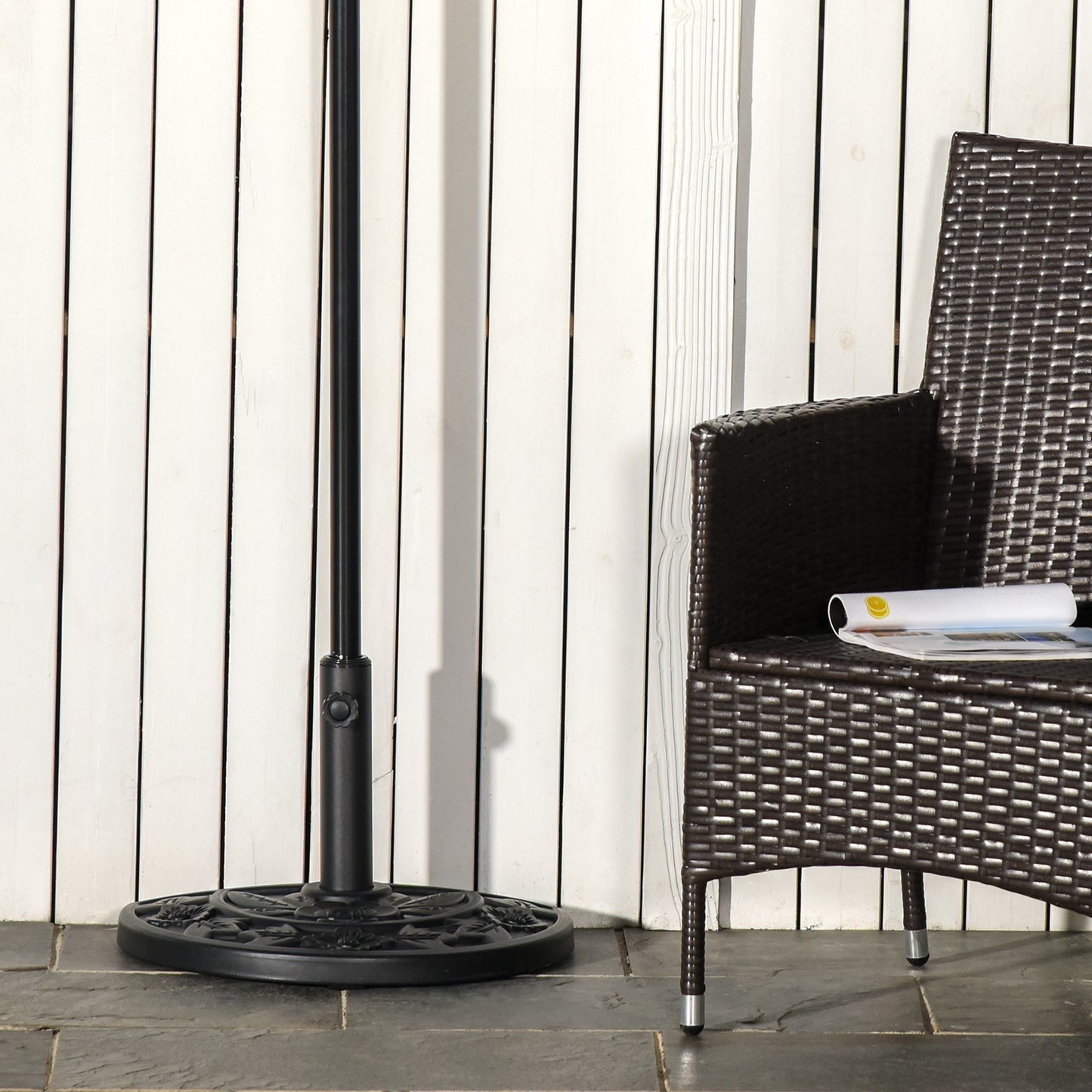 20 lb Heavy Duty Half Umbrella Base, Outdoor Concrete Umbrella Stand, Patio Half Round Base for Market Umbrella, Black