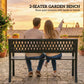 Outdoor Bench with Floral Backrest 2 Seater Garden Bench with Armrests for Yard Park Balcony Black