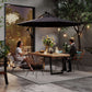 9.5' Dark Grey Offset Parasol with Solar LED Lights