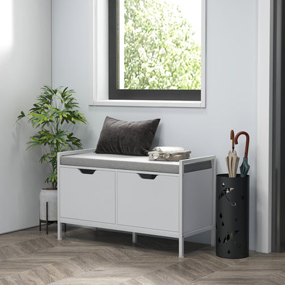 Cushioned Shoe Storage Bench - White
