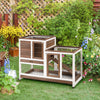 Brown Wooden Rabbit Hutch with Wheels & Pull-Out Trays