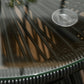 Round End Table, Rattan Side Table, Hollow Drum Design Coffee Table w/ Glass Top for Patio, Garden, Balcony, Dark Grey