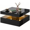 2-Tier LED Coffee Table with Open Shelf and Remote