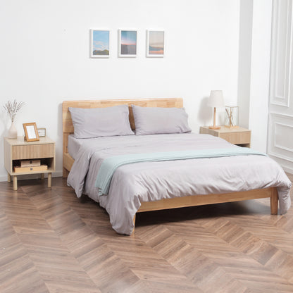 Nightstands Set of 2 with Drawer and Shelf - Natural Wood