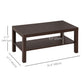 2 Tier Coffee Table with Storage Shelf, Rectangular Center Table for Living Room, Home Office Furniture Walnut