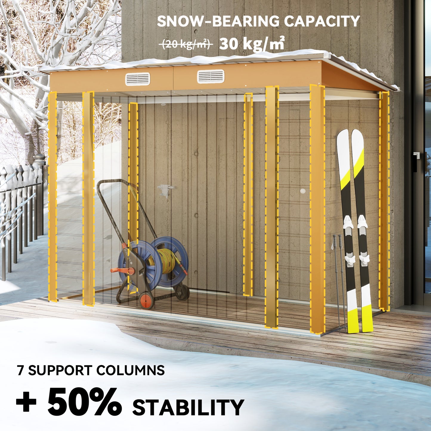 8' x 4' Galvanized Metal Shed with Double Doors