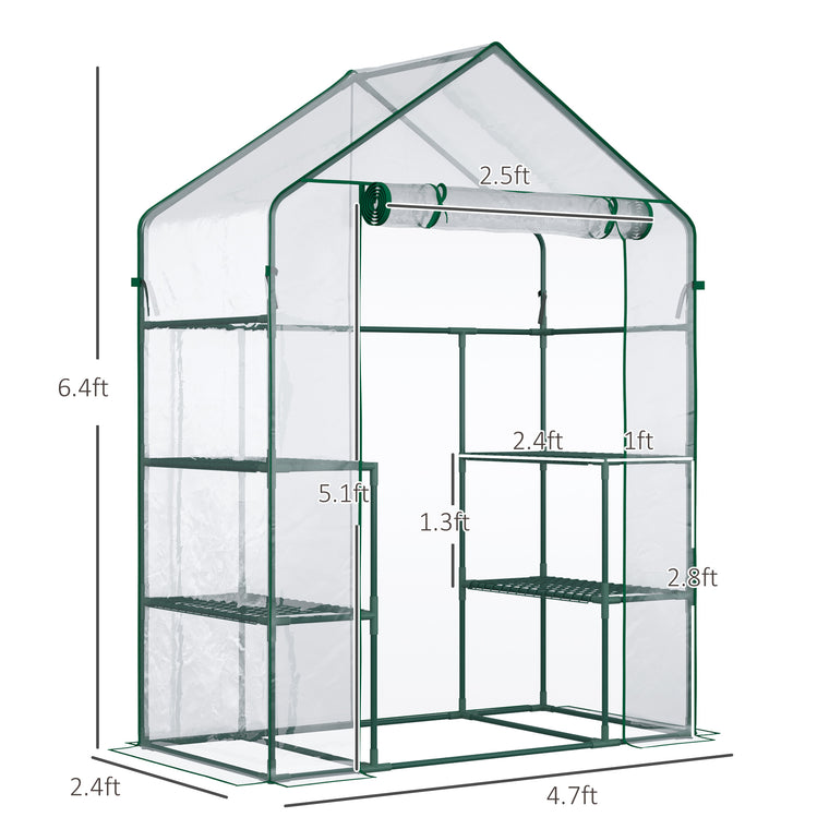 56" x 29" x 77" Clear Mini Greenhouse with 4 Shelves