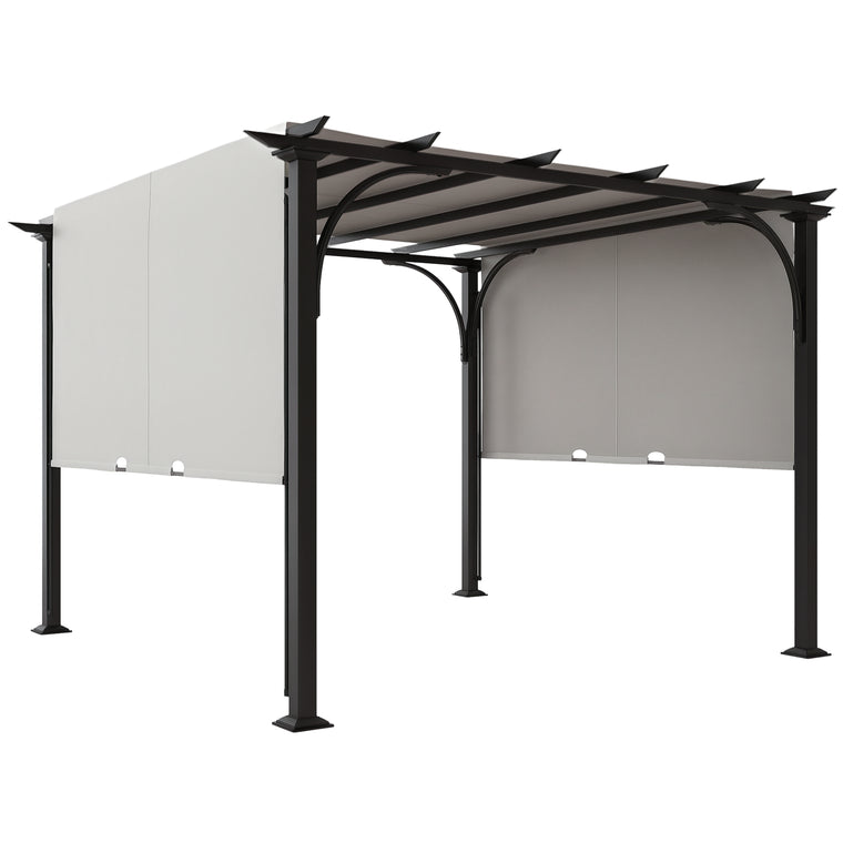 10' x 10' White Steel Pergola with Canopy Sun Shelter
