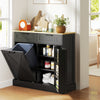 10 Gallon Hidden Garbage Bin Cabinet, Tilt Out Trash Cabinet w/ 2 Drawers, Freestanding Kitchen Island, Black