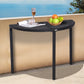 Half Round Side Table, PE Rattan Coffee Table with Metal Frame for Patio, Garden, Balcony, Black