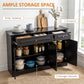Modern Sideboard Cabinet, Buffet Cabinet with 2 Drawers and Adjustable Shelves, Buffets Tables for Dining Room, Black