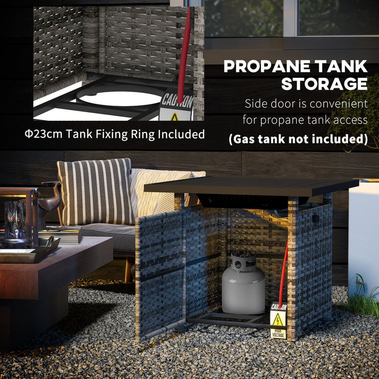 Mixed Grey PE Rattan Propane Fire Pit Table