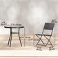 Outdoor Bistro Set, 3 Piece Patio Furniture Set with Folding Chairs, Semi-Circle Glass Top Table, Black