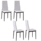 High Back Dining Chairs, Modern Upholstered Linen Fabric Accent Chairs with Metal Legs for Kitchen, Set of 4, White
