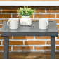 Outdoor Side Table, Patio End Table with Umbrella Hole, Small Coffee Table with Steel Frame for Balcony, Black