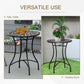 Mosaic Patio Table, Round Coffee Table with Metal Frame, Garden Furniture for Outdoor, Poolside, Black