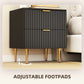 Bedside Table Set of 2, Modern Nightstand with 2 Drawers, Side End Table with Metal Legs for Living Room, Bedroom, Black