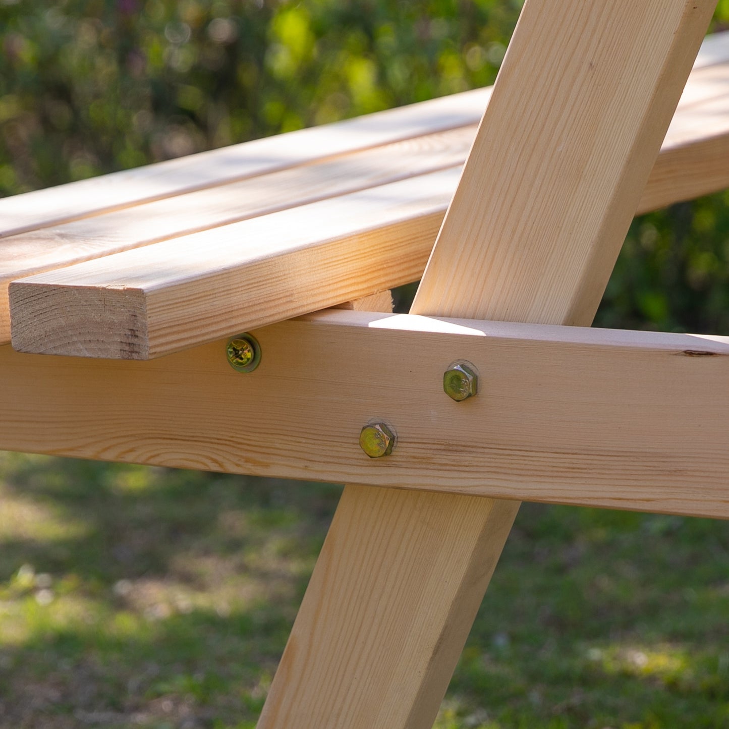 Wood Picnic Table, Camping Table and Bench Set with Umbrella Hole for Outdoor, Garden, Patio, Backyard, Natural
