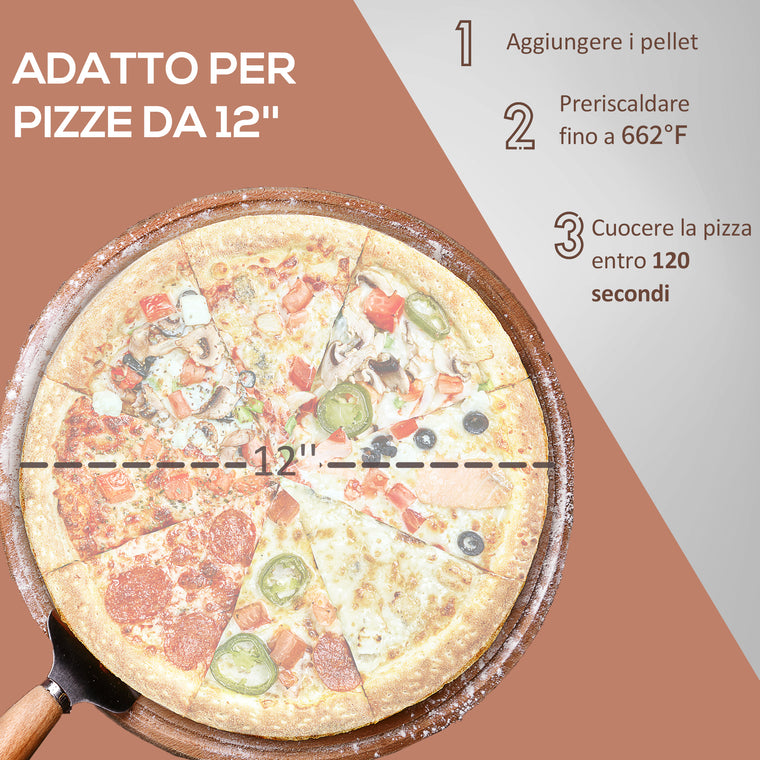 Black Stainless Steel Wood-Fired Pizza Oven with Foldable Legs