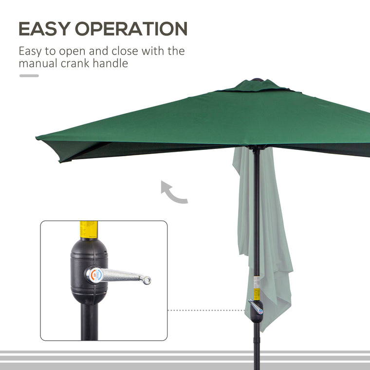 8ft Green Half Umbrella with 5 Ribs