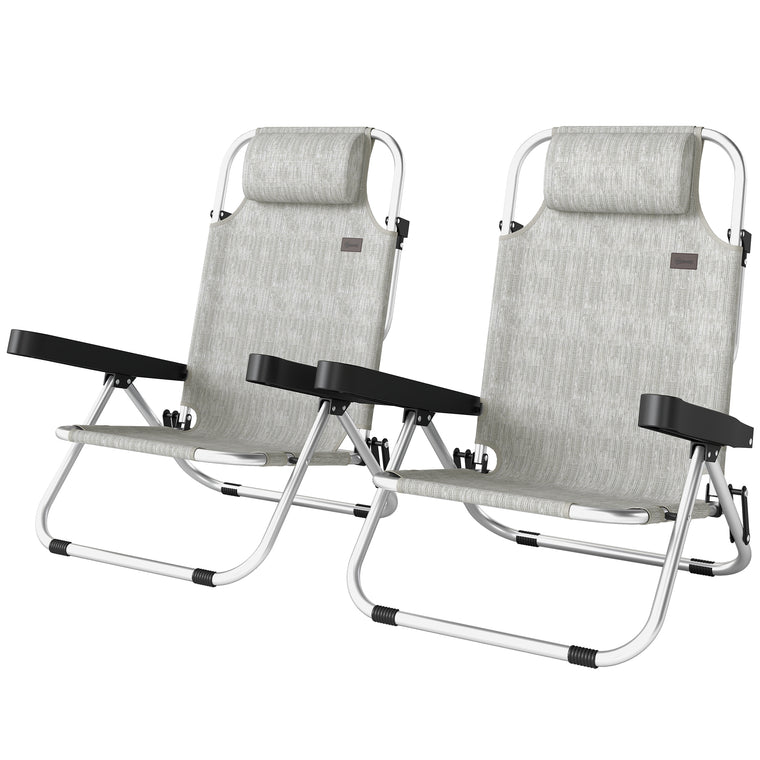 Folding Backpack Beach Chairs, Set of 2, 4-Position