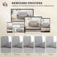 3 Seater Sofa, Velvet Upholstered Couch with Spring Cushions, Rubber Wood Legs and 2 Pillows, Grey