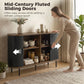 Fluted Sideboard Buffet Cabinet, 55" Mid Century Coffee Bar Cabinet with Sliding Doors and Adjustable Shelves, Black