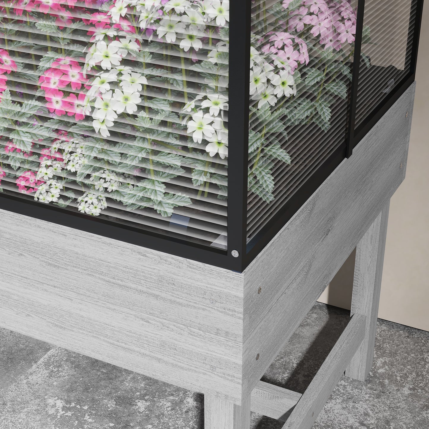 Wood Elevated Planter Box with Cold Frame Greenhouse, Raised Garden Bed for Vegetables, Flowers, Herbs, Distressed Grey
