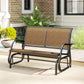 Outdoor Glider Bench, 2 Person Patio Glider Chair, Gliding Outdoor Garden Loveseat Swing Bench with Breathable Mesh Fabric, Steel Frame for Backyard, Porch, Brown