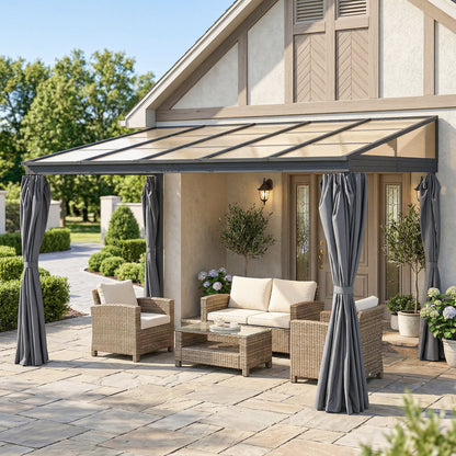 10' x 13' Hardtop Pergola with Polycarbonate Roof & Curtains
