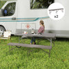 6 ft Plastic Bench Seat, 2 PC Portable Foldable Folding Bench with Carrying Handle for Picnic Camping, Distressed Brown