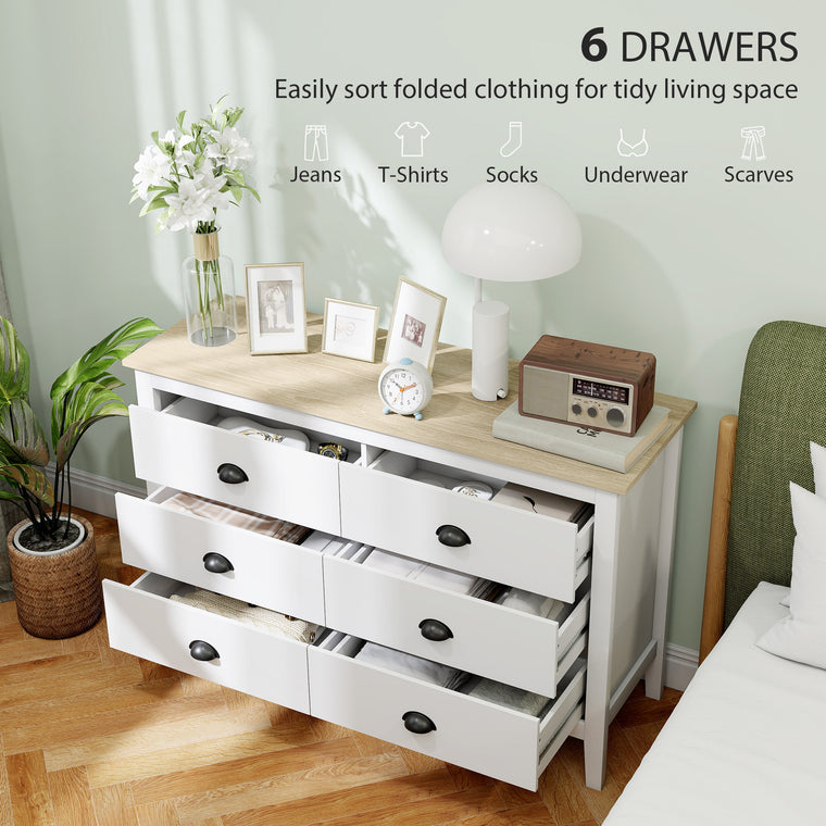 6-Drawer Dresser with Quiet Slides - White