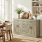 Sideboard Buffet Cabinet, 55" Farmhouse Kitchen Cabinet with 4 Barn Doors, 6 Drawers and 2 Adjustable Shelves, Grey