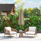 Patio Sun Umbrella, Outdoor Parasol with 6 Ribs, Khaki