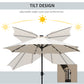 8.8ft Solar Patio Umbrella Outdoor Sunshade 24 LED Lights Tilt Canopy Cream