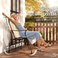 Garden Double Gliding Chair, Patio Glider Armchair for Outdoor, Backyard Mesh Seat and Backrest, Steel Frame, Light Grey