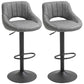 Bar Stools Set of 2, Swivel Counter Height Barstools with Adjustable Height and Cutout Back, Faux Leather Upholstered Bar Chairs with Round Metal Base and Footrest, Grey