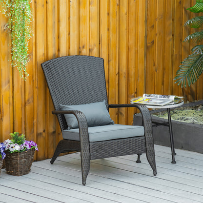 Light Grey PE Rattan Adirondack Chair with Cushions